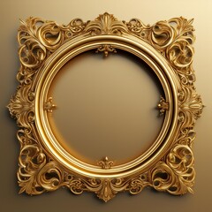 Vintage Gold 3d Frame png element on transparent natural luxury background