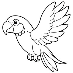 Happy Cartoon Parrot Illustration - Flying Bird with Colorful Wings and Playful Expression, Perfect for Kids and Animal Lovers
