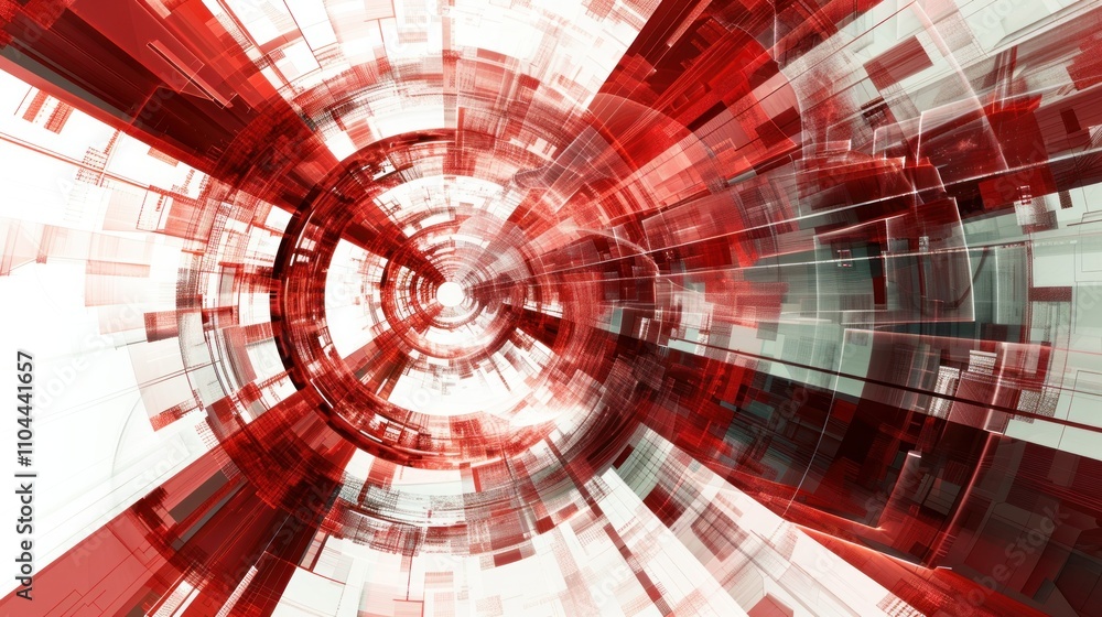 Poster photograph of immerse yourself in the digital realm with an abstract red and white virtual network w