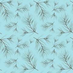 Pine pattern. Watercolor illustration, drawing for fabric.