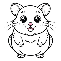 Obraz premium Cute Cartoon White Hamster Illustration - Adorable Small Pet Animal with Fluffy Fur and Playful Expression, Perfect for Kids and Animal Lovers