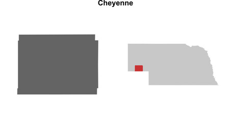 Cheyenne County (Nebraska) blank outline map set
