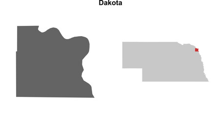 Dakota County (Nebraska) blank outline map set