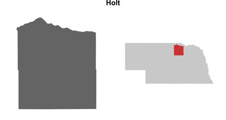 Holt County (Nebraska) blank outline map set