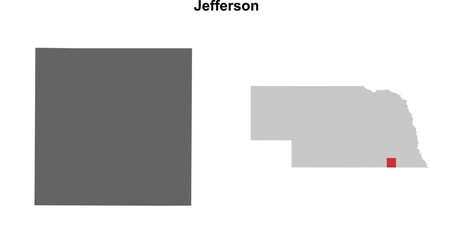 Jefferson County (Nebraska) blank outline map set