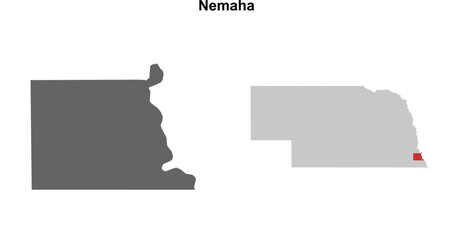 Nemaha County (Nebraska) blank outline map set