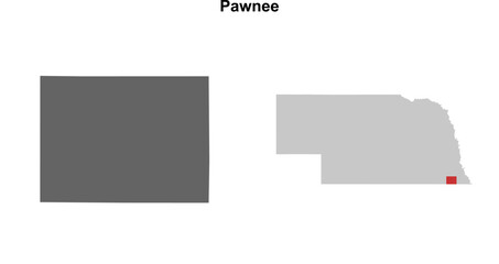 Pawnee County (Nebraska) blank outline map set