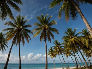 Coconut trees in a tropical setting.