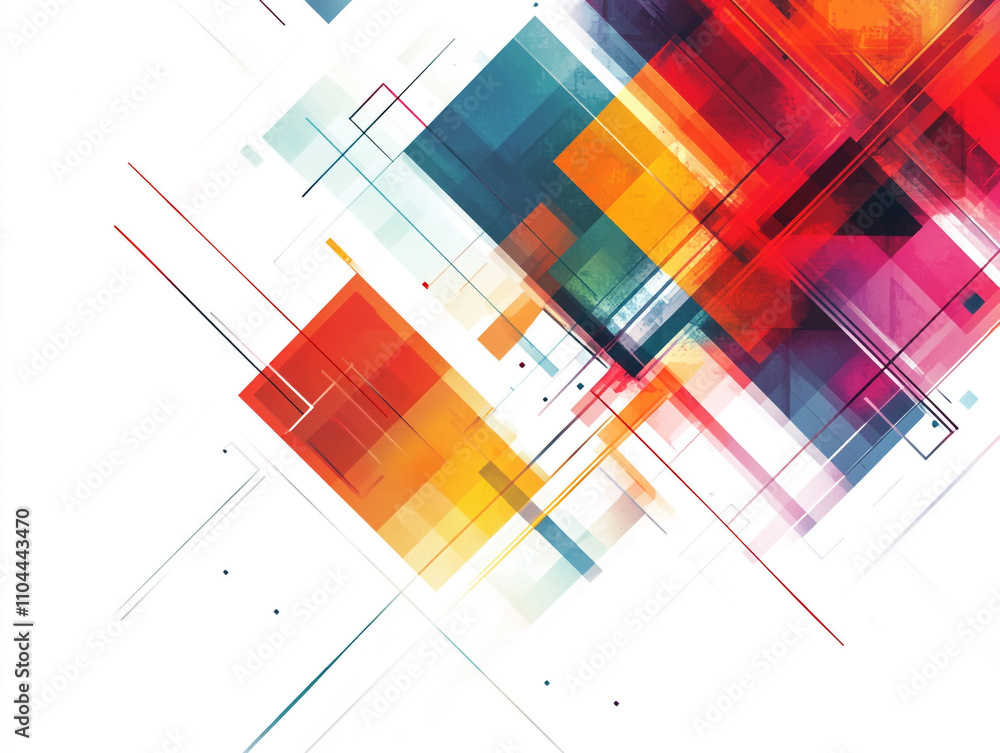 Aufkleber abstract colorful background with geometric squares and space for text. isolated on a white backgrou