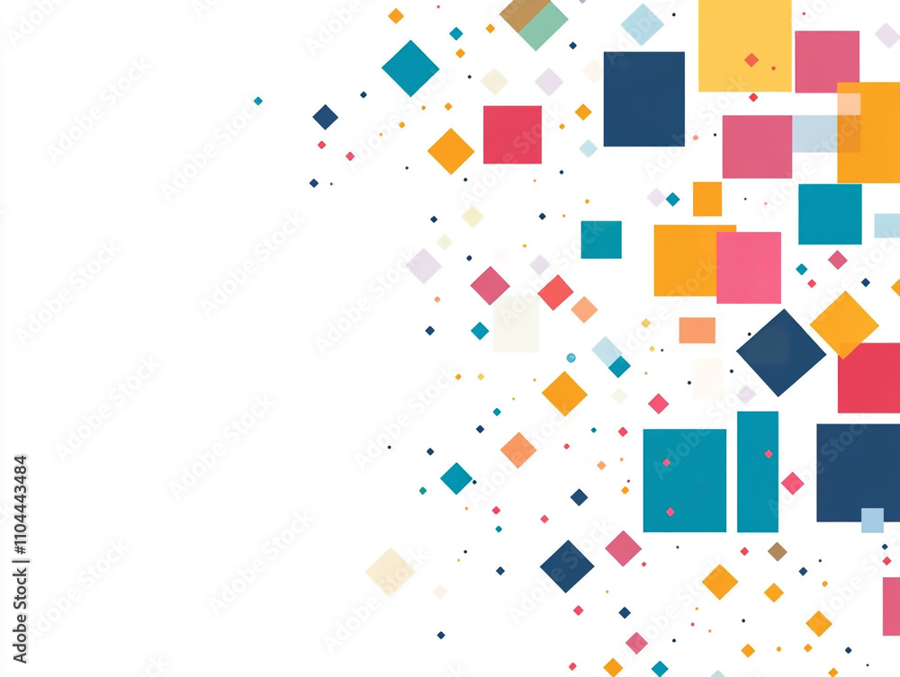 Fototapete Abstract colorful background with geometric squares and space for text. Isolated on a white background.