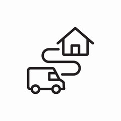 delivery path to home icon sign vector