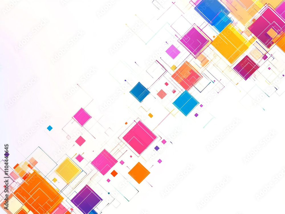 Aufkleber abstract colorful background with geometric squares and space for text. isolated on a white backgrou