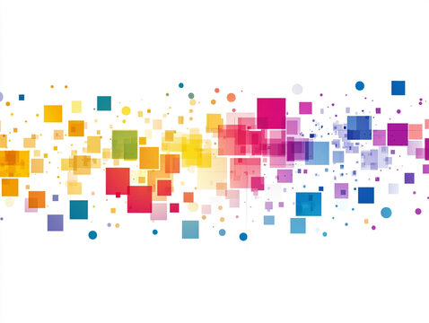 Abstract colorful background with geometric squares and space for text. Isolated on a white background.