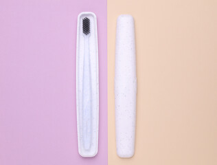 White plastic case for storing toothbrush
