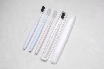 White plastic case for storing toothbrushes