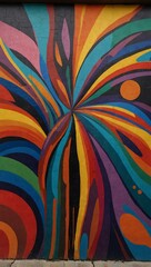 Colorful abstract mural showcasing diverse artistic expressions.