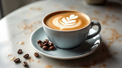 Obraz premium Rich Layers of Flat White Coffee on Marble