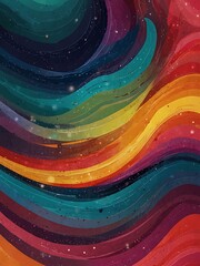Colorful abstract wave pattern with vibrant artistic layers.