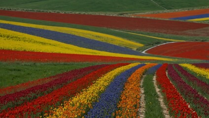 Colorful bloom in Castelluccio di Norcia.