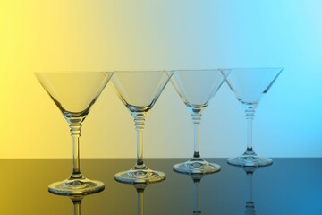 Empty glasses on table, color tone effect