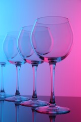 Empty glasses on table, color tone effect