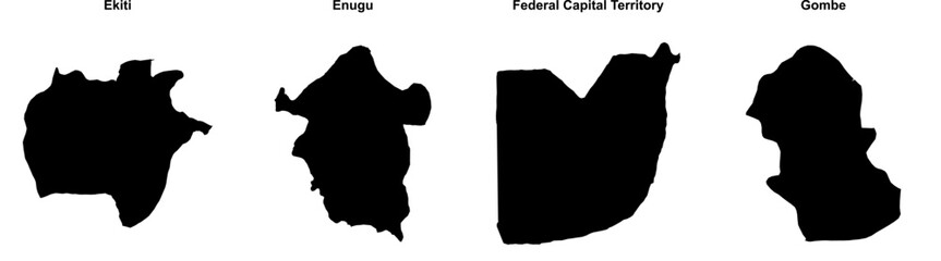 Ekiti, Enugu, Federal Capital Territory, Gombe outline maps