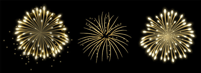 Golden fireworks for the design of postcards, banners for the new year. Golden fireworks.Vector illustration