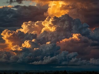 Colorful clouds at sunrise with rays of sunlight.