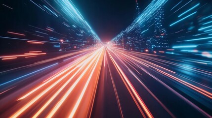 Abstract bright light trails creating dynamic patterns