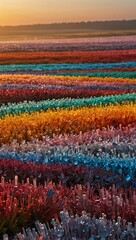 Colorful crystal field at sunrise.