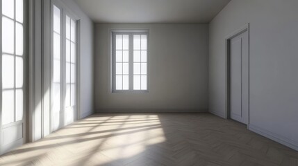 Empty 3D apartment on a gray background
