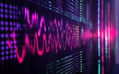 Colorful neon colored LED wall shine brightly in a dark atmosphere.