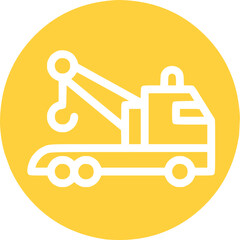 Mobile, telescopic truck mounted crane flat icon, filled vector sign