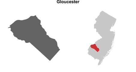 Gloucester County (New Jersey) blank outline map set