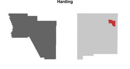 Harding County (New Mexico) blank outline map set