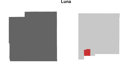 Luna County (New Mexico) blank outline map set