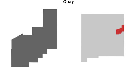 Fototapeta premium Quay County (New Mexico) blank outline map set