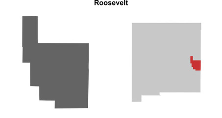 Roosevelt County (New Mexico) blank outline map set