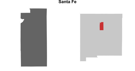 Santa Fe County (New Mexico) blank outline map set