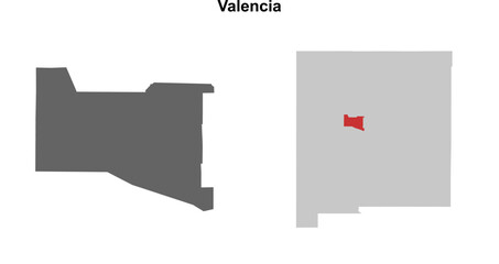 Valencia County (New Mexico) blank outline map set