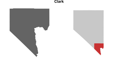 Clark County (Nevada) blank outline map set