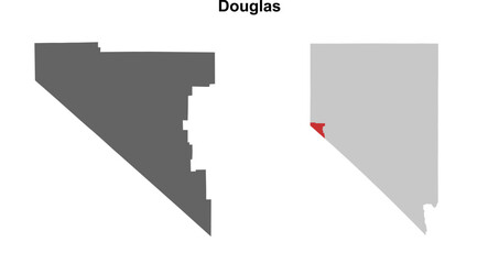 Douglas County (Nevada) blank outline map set