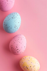 Fototapeta premium easter eggs happy easter pink background Generative AI