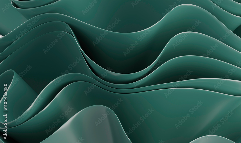 Aufkleber elegant abstract design in emerald green with smooth flowing shapes