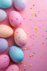 Fototapeta premium easter eggs happy easter pink background Generative AI