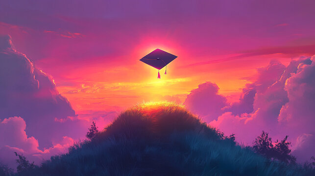 Graduation Sunset  Cap  Hilltop  Dreams  Success  Future