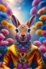 easter bunny and flowers