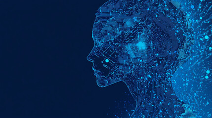 Obraz premium Artificial intelligence digital profile with glowing circuit patterns