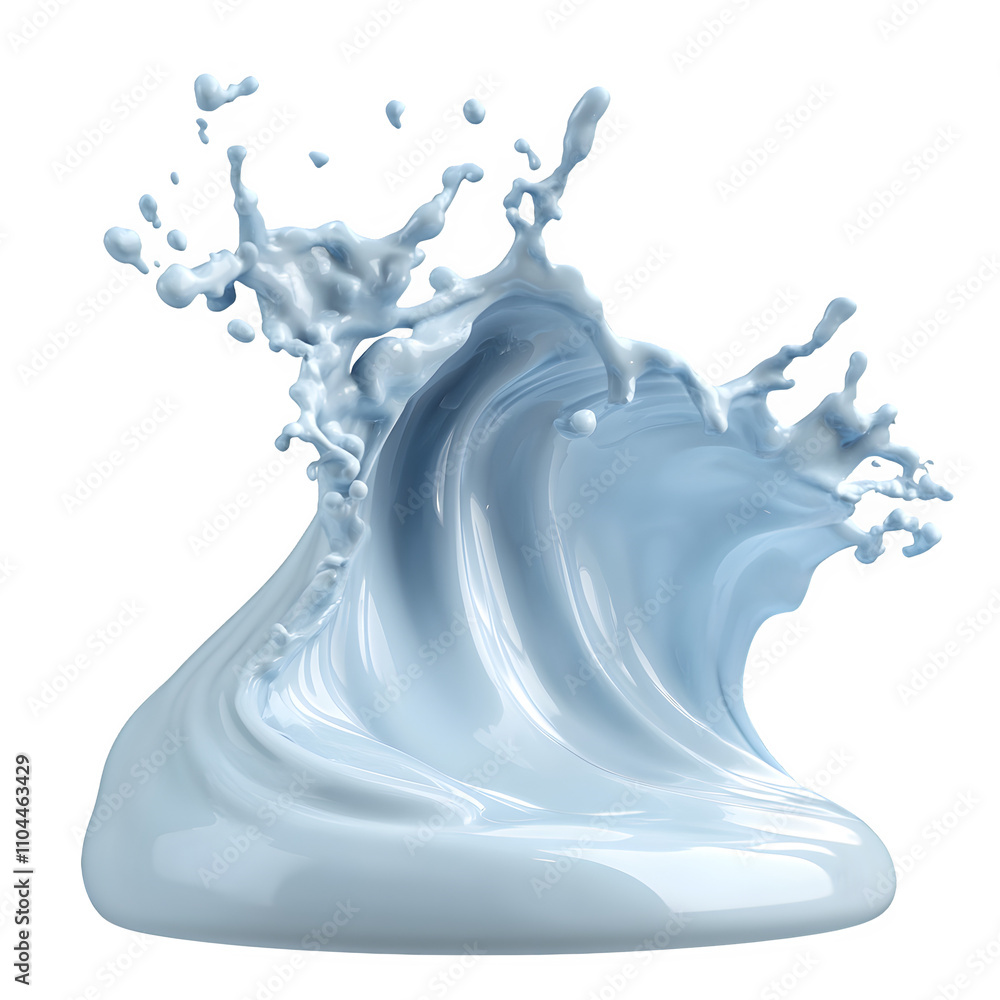 Poster Dynamic splashing wave of light blue liquid isolated on a transparent background