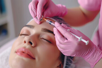 Fototapeta premium cosmetic injections to the face Generative AI